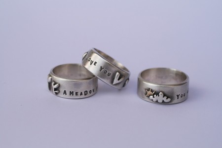Love Letter Rings silver 9ct yellow gold and oxidised silver